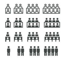 Treffen und Konferenz Symbol Satz, Vektor und Illustration