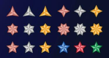 Mehrpunkt Star Symbol Satz, Vektor und Illustration