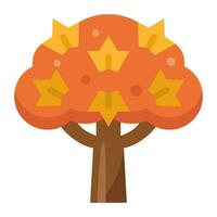 Herbst Baum eben Symbol, Vektor und Illustration