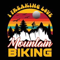 Berg Radfahren Jahrgang T-Shirt Design vektor