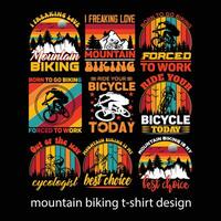 berg cykling årgång t-shirt design vektor