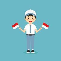 Süße indonesische Oberstufe mit Flagge Indonesien vektor