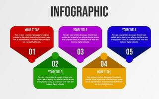 5 Schritt Infografik Elemente mit bunt zum Präsentationen, Plakate und Banner. vektor