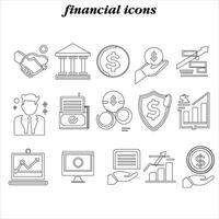 bank, företag, och Övrig aspekter av finansiera, en uppsättning av tunn ikoner i vektor form