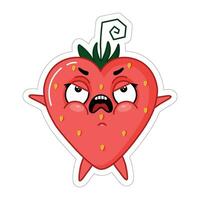 missnöjd arg vresig jordgubb emoji vektor