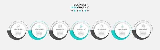 Infografik-Designvorlage mit Symbolen und 7 Optionen oder Schritten vektor