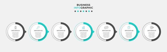 Infografik-Designvorlage mit Symbolen und 7 Optionen oder Schritten vektor