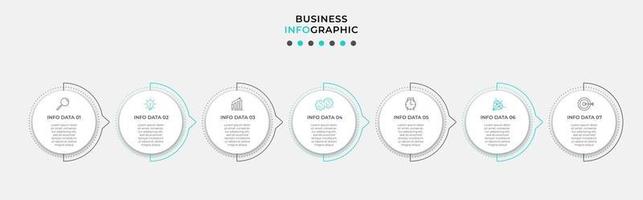 Infografik-Designvorlage mit Symbolen und 7 Optionen oder Schritten vektor