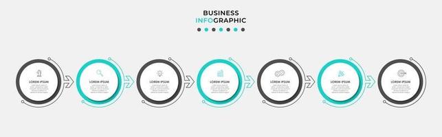 Infografik-Designvorlage mit Symbolen und 7 Optionen oder Schritten vektor