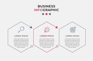 Infografik-Designvorlage mit Symbolen und 3 Optionen oder Schritten vektor