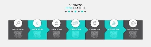 Infografik-Designvorlage mit Symbolen und 7 Optionen oder Schritten vektor