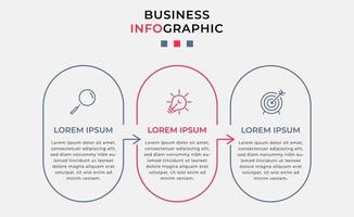 Infografik-Designvorlage mit Symbolen und 3 Optionen oder Schritten vektor