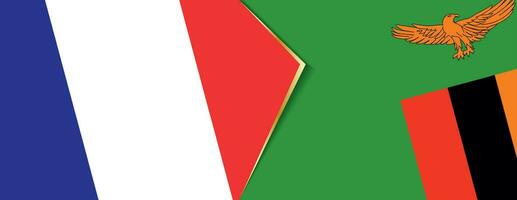 Frankreich und Sambia Flaggen, zwei Vektor Flaggen.