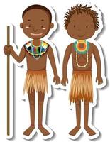 Afrikanischer Stammes-Mann-Cartoon-Charakter-Aufkleber vektor