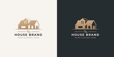 Haus Logo-Design im negativen Weltraum-Stil vektor