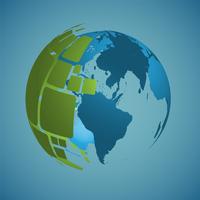 World Globe på en blå bakgrund, vektor illustration
