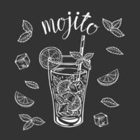 mojito klassisk cocktail handritad vektorillustration vektor