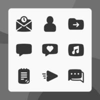 meddelande gränssnitt ikoner i glyf stil, för ui ux design, hemsida ikoner, gränssnitt och företag. Inklusive fördröjning meddelande, chatt bubbla, chatt, kärlek meddelande, skicka meddelande, etc. vektor