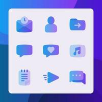 meddelande gränssnitt ikoner i lutning stil, för ui ux design, hemsida ikoner, gränssnitt och företag. Inklusive fördröjning meddelande, chatt bubbla, chatt, kärlek meddelande, skicka meddelande, etc. vektor