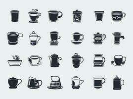 restaurang vektor kaffe ikoner uppsättning, modern fast symbol samling, fylld stil piktogram packa. tecken, logotyp illustration