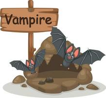 djur alfabetet bokstaven v för vampyr vektor