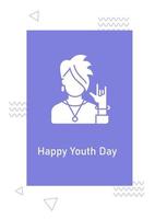 glad nationell ungdomsdag gratulationskort med glyph ikon element vektor
