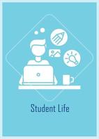 Studenten-Lifestyle-Grußkarte mit Glyphensymbol-Element vektor