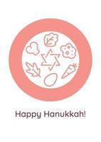 hanukkah familj traditioner gratulationskort med glyph ikon element vektor