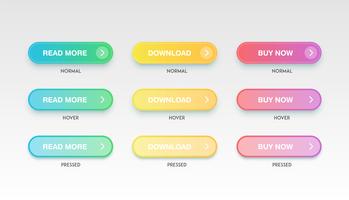 Färgglada rena knappar för webbplatser, vektor illustration
