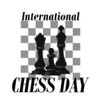 internationell schack dag hälsning med schack figur vektor