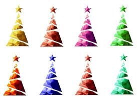 låg poly jul träd samling vektor