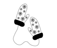 svart och vit värma handskar, vantar isolerat på en vit bakgrund. klotter, ett linje vektor