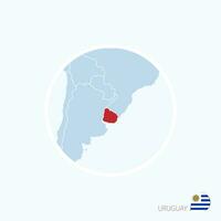 Karta ikon av uruguay. blå Karta av Amerika med markerad uruguay i röd Färg. vektor