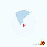 Karte Symbol von sri lanka. Blau Karte von Süd Asien mit hervorgehoben sri Lanka im rot Farbe. vektor