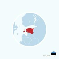 Karte Symbol von Estland. Blau Karte von Europa mit hervorgehoben Estland im rot Farbe. vektor