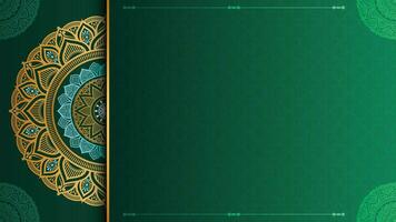 Grün golden islamisch geometrisch Muster Mandala Hintergrund Arabisch Banner vektor