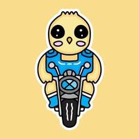 Kawaii-Küken fahren Fahrrad-Doodle-Cartoon für T-Shirt vektor
