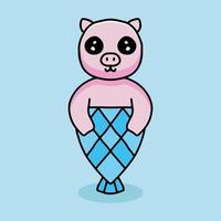 entzückender Meerjungfrau-Schwein-Cartoon. Illustration für T-Shirt vektor
