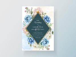 bröllopsinbjudan med vacker blommig akvarell vektor