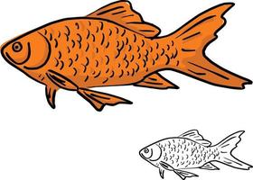 orange fisk vektor illustration skiss doodle handritad