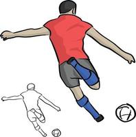 fotbollsspelare skjuter en boll vektor illustration