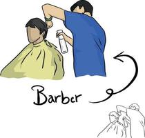 frisör klippa hår av manlig klient vektor illustration