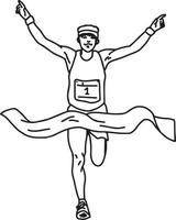 vinnare löpare med band - vektor illustration skiss