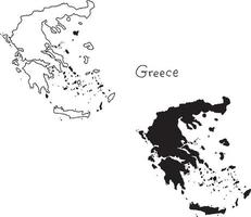 Umriss- und Silhouettenkarte von Griechenland - Vektor