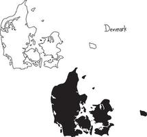 kontur och silhuett karta över danmark - vektor illustration bakgrund
