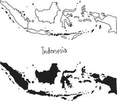 Umriss- und Silhouettenkarte von Indonesien - Vektor