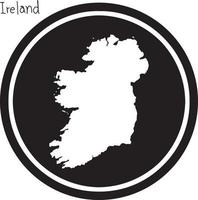 vektor illustration vit karta över Irland på svart cirkel