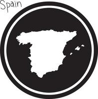 vektor illustration vit karta över Spanien på svart cirkel