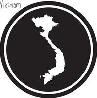Vektor-Illustration weiße Karte von Vietnam auf schwarzem Kreis vektor