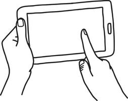 Hand mit Tablet mit Finger-Touchscreen - Vektor